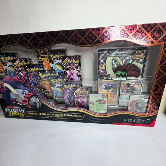 Pokemon Paldean Fates Great Tusk ex & Iron Treads ex Premium Collection Box NEW - Picture 2 of 6
